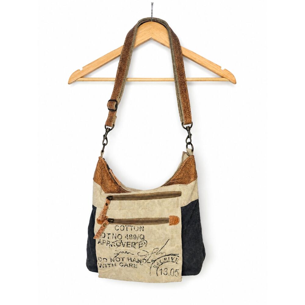 Myra Bag Canvas & Genuine Leather Crossbody Should Bag Rustic Boho Western
